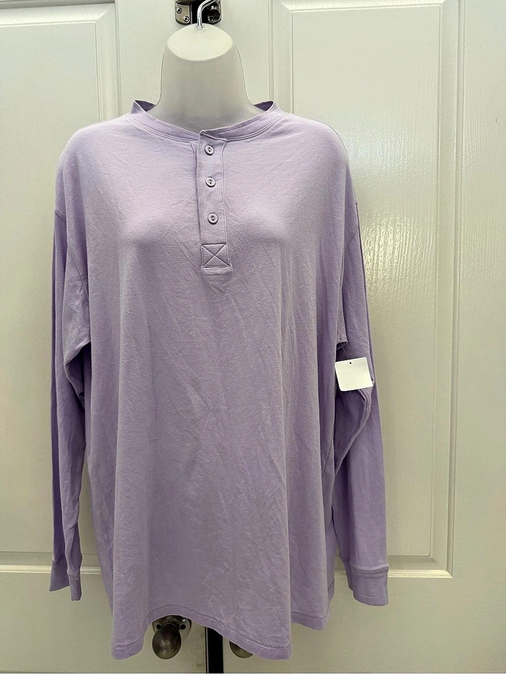 SKIMS Oversized Henley Purple Top Sz S
